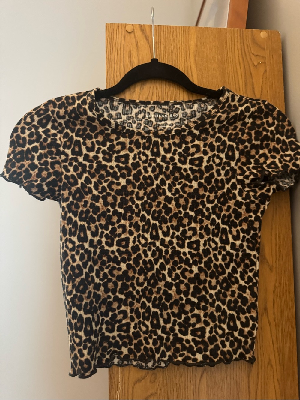 American Eagle Outfitters Leopard Print Short Sleeve Tee - Brown/Black